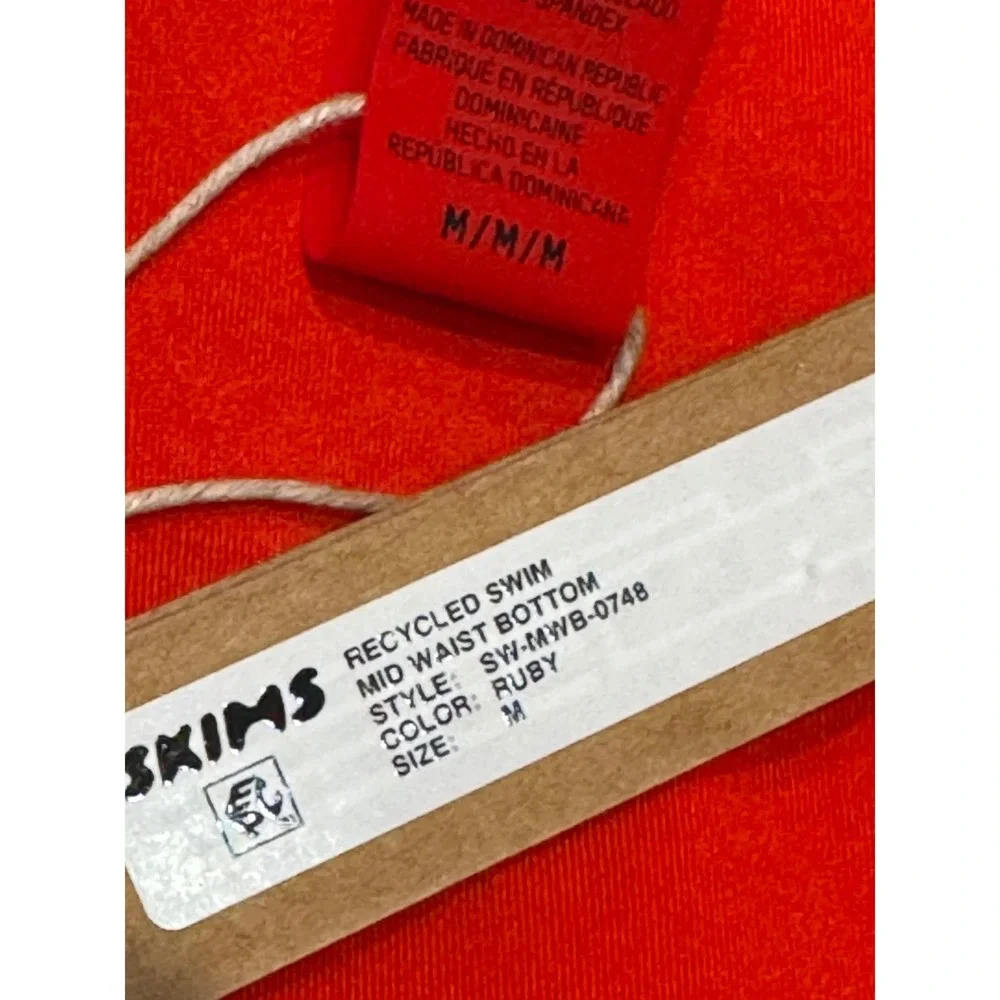 SKIMS Recycled Swim Mid Waist Bottom Ruby Red Bikini SW-MWB-0748 Womens Medium
